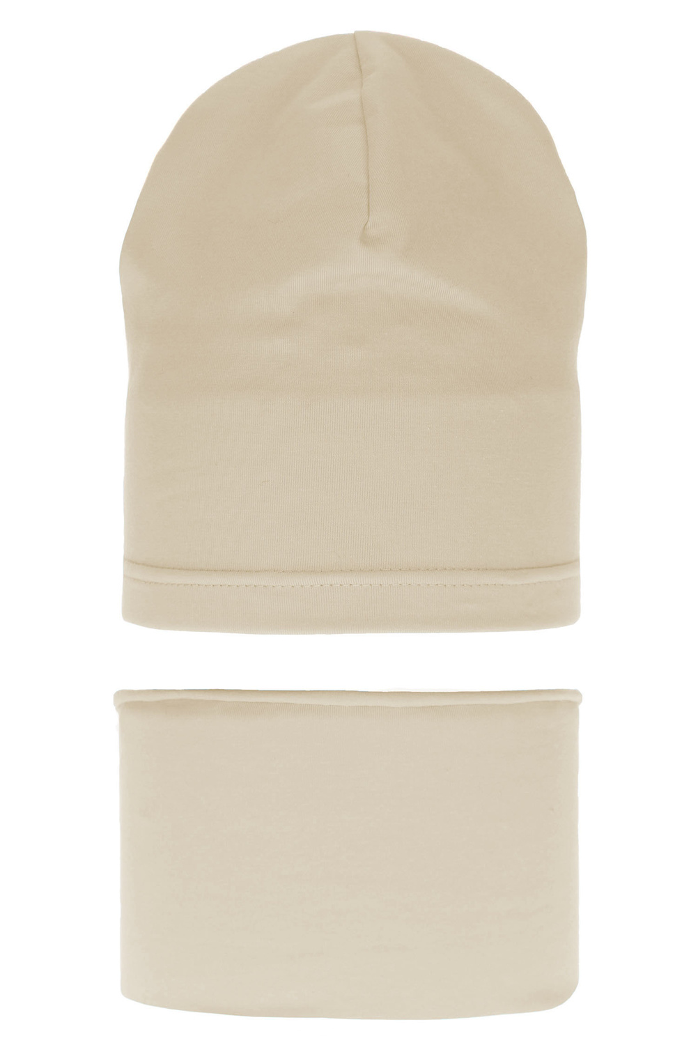 Meisjes herfst/lente set muts en buissjaal, beige, katoenen, Hazelka