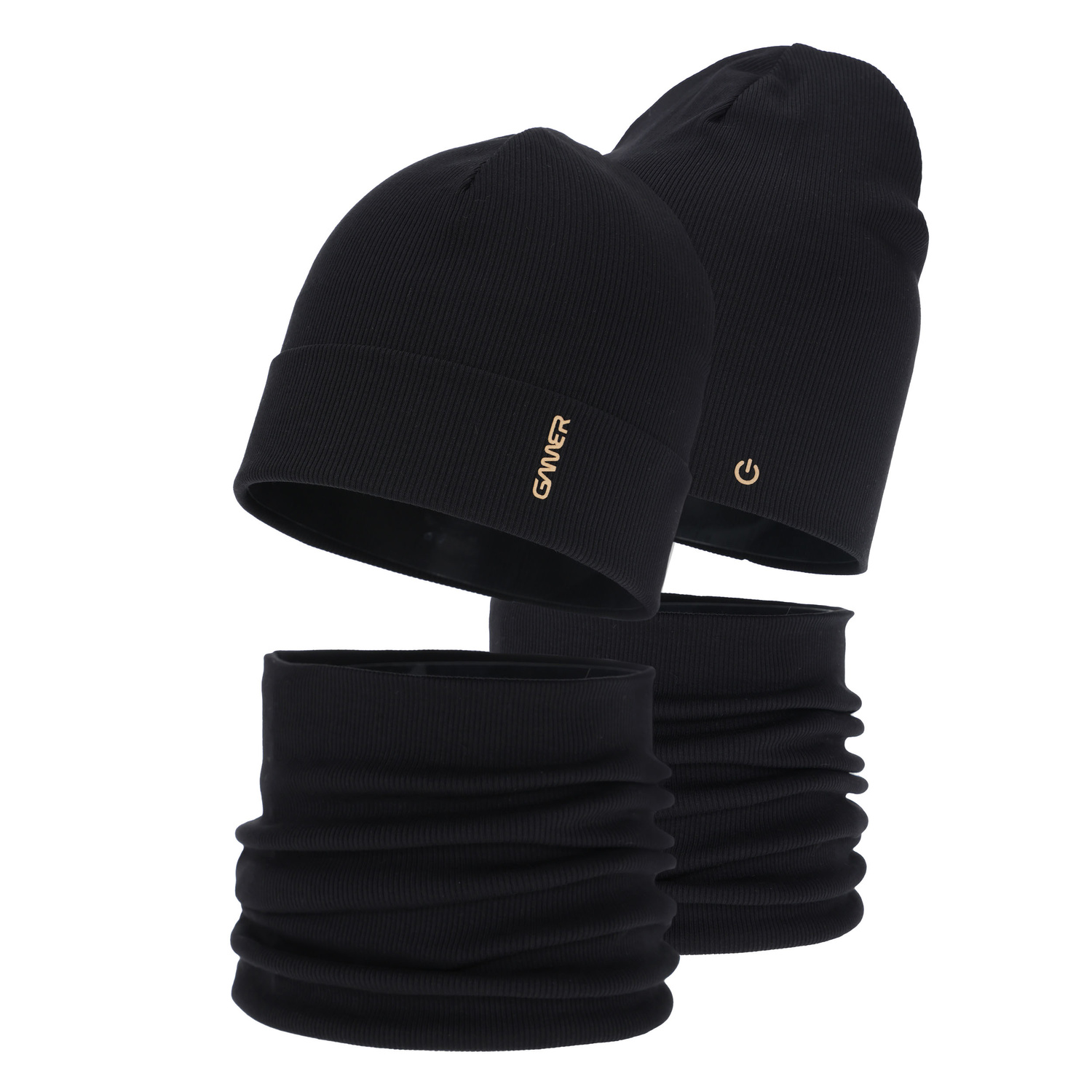 Jongens herfst/lente set (muts en buissjaal), katoen, zwart, Desider