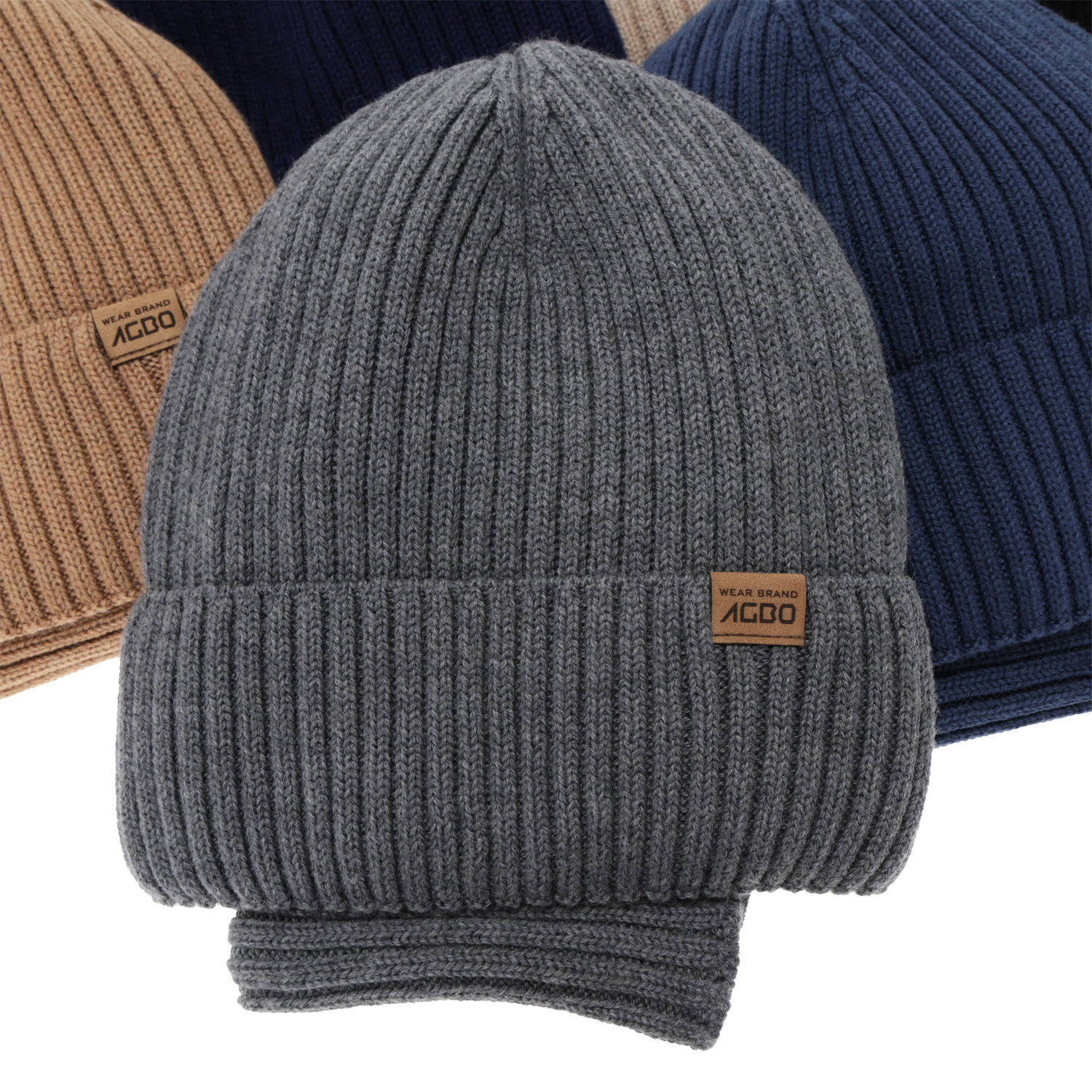 Jongens winter set (muts en buissjaal), beige, 100% Merino Wol, gevoerd met merinowol, Domin