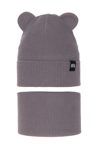 Jongs herfst/lente set muts en sjaal, met katoen, grijs, Grajan