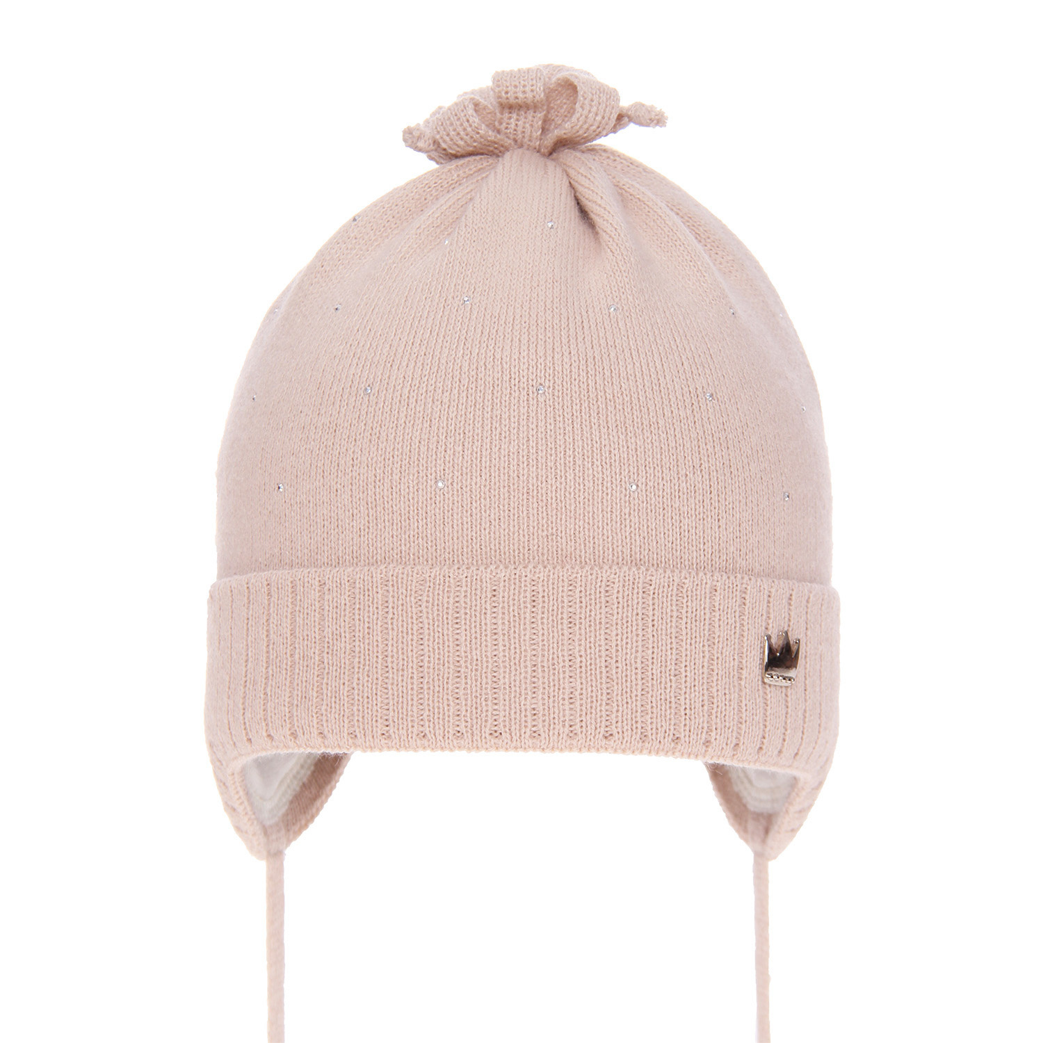 Meisjes herfst/lente muts, beige, met bindkoorden, Oliwka