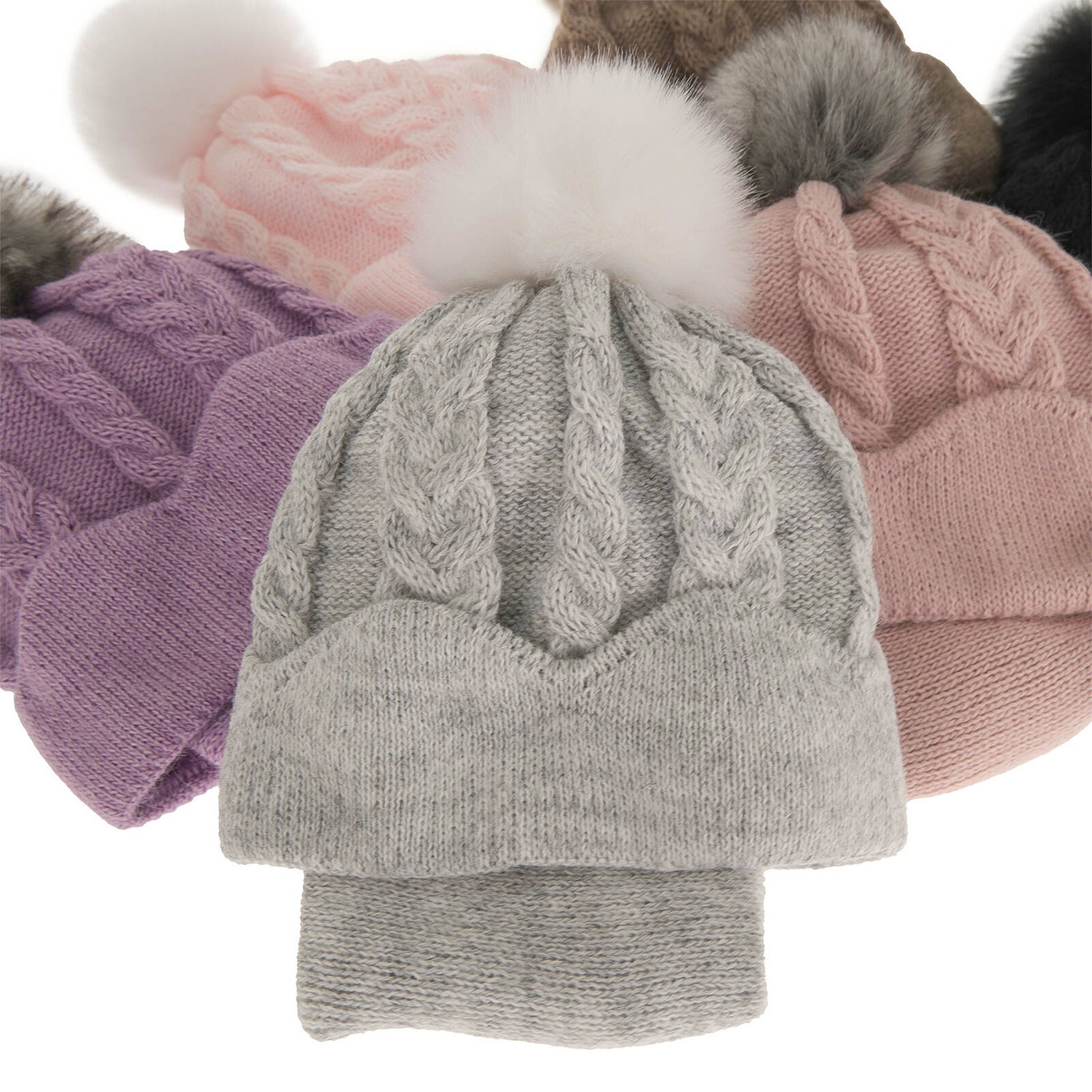 Ensemble d'hiver fille: bonnet et snood, gris, avec pompon, Etula