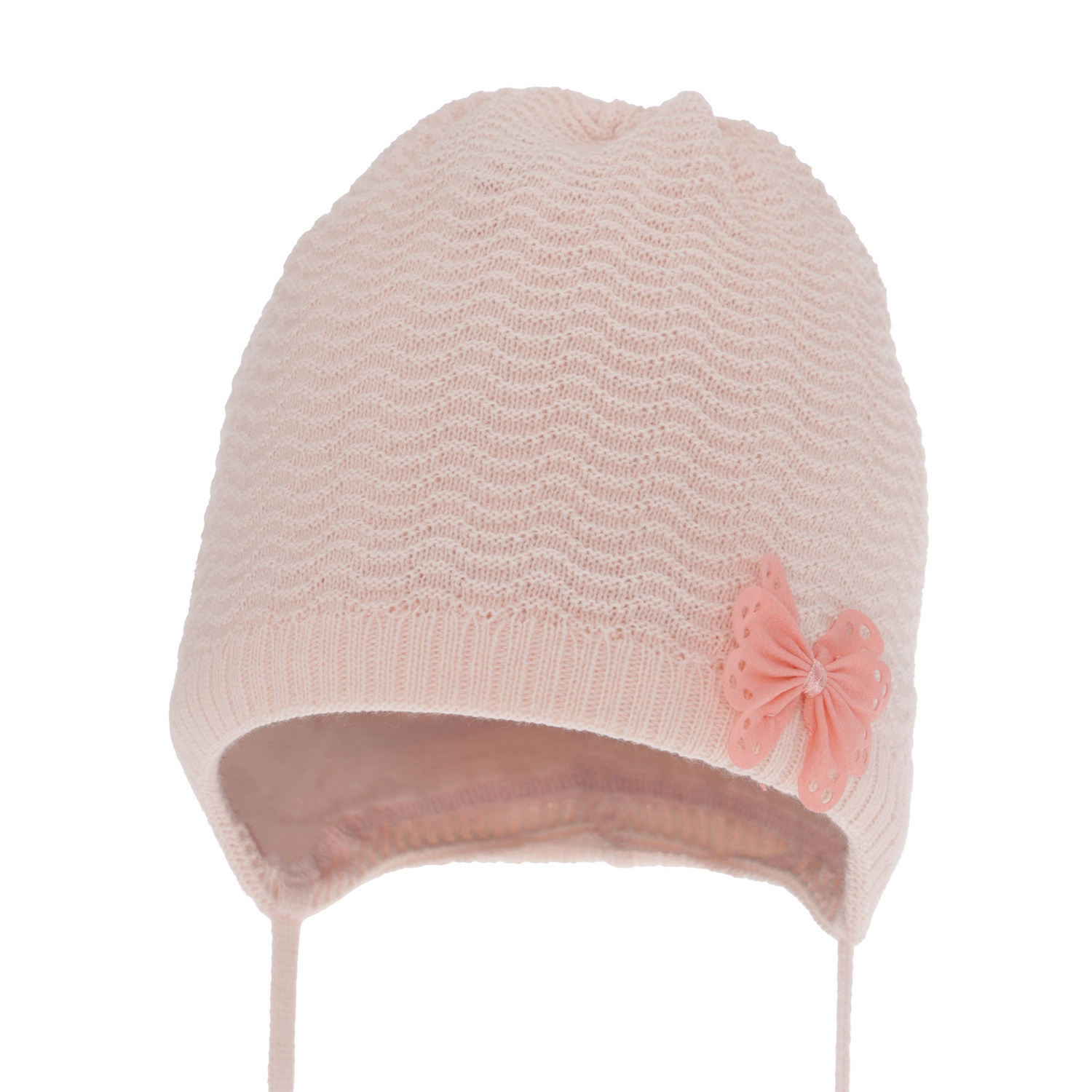 Bonnet automne/printemps fille, rose clair, avec liens, Madelin