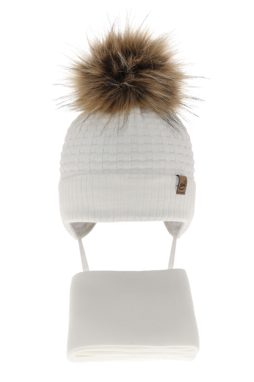 Ensemble d'hiver garçon: bonnet et écharpe, crème, Salem