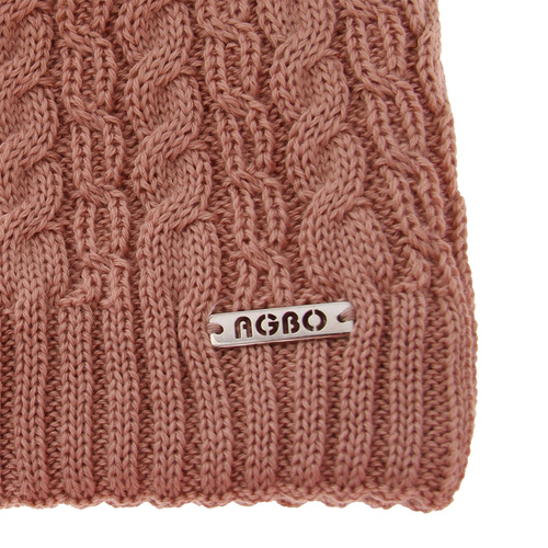 Dames wintermuts, roze, met merinowol, met garen pompon, Satina