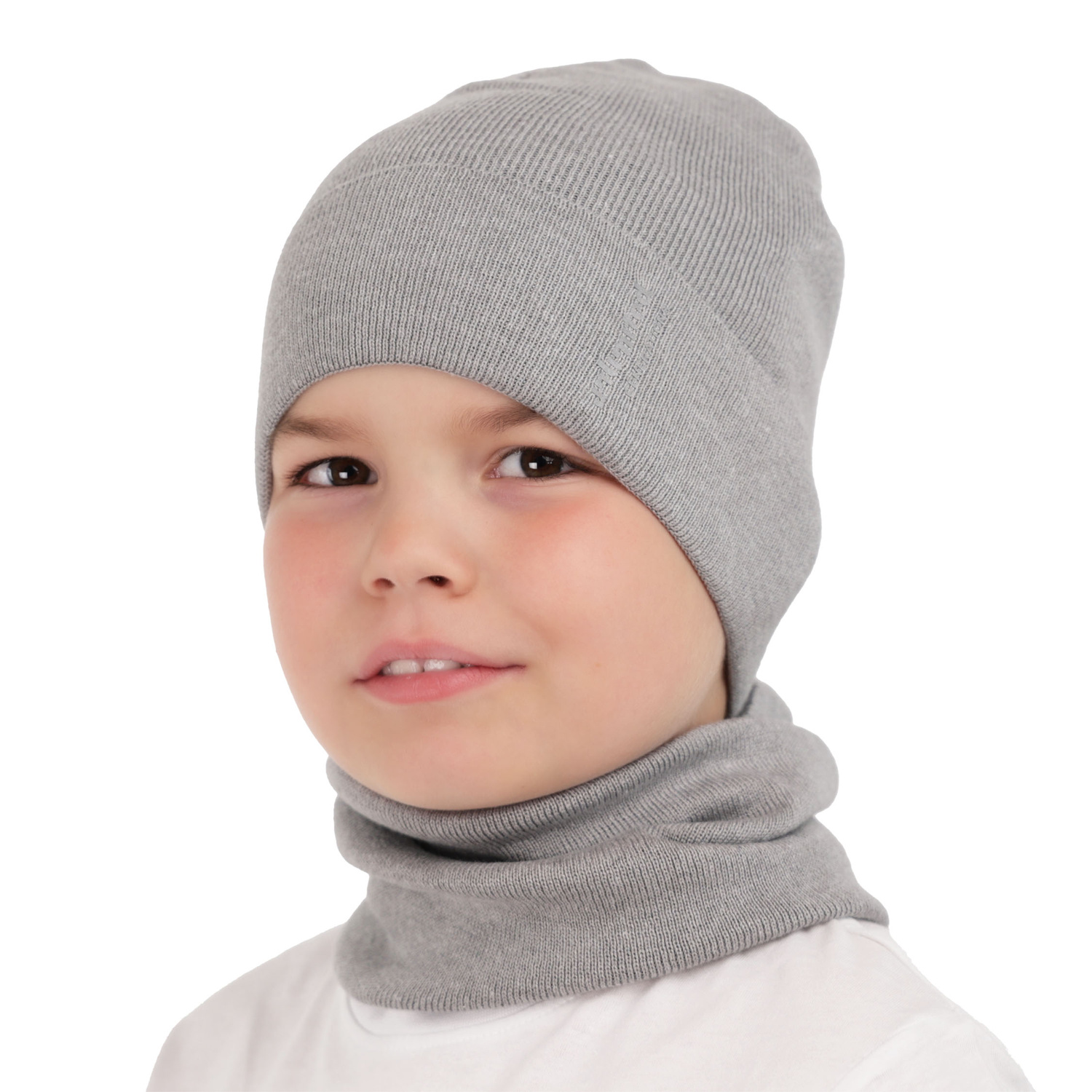Ensemble automne/printemps garçon: bonnet et snood, met katoen, bleu marine, Timothe