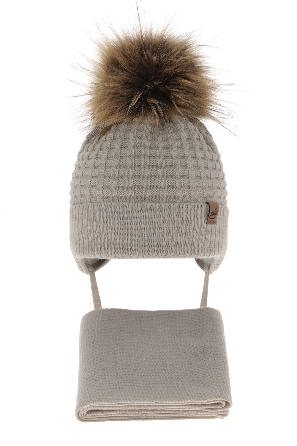 Ensemble d'hiver garçon: bonnet et écharpe, beige, Salem