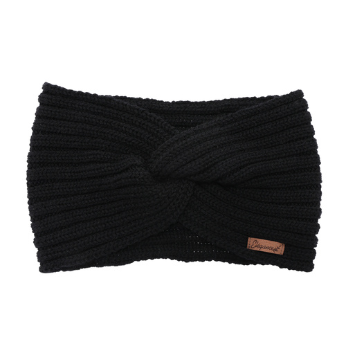 Dames winter hoofdband, zwart, 100% Merino Wol, Veka