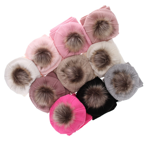 Ensemble d'hiver fille: béret et écharpe, rose, avec pompon, Elif