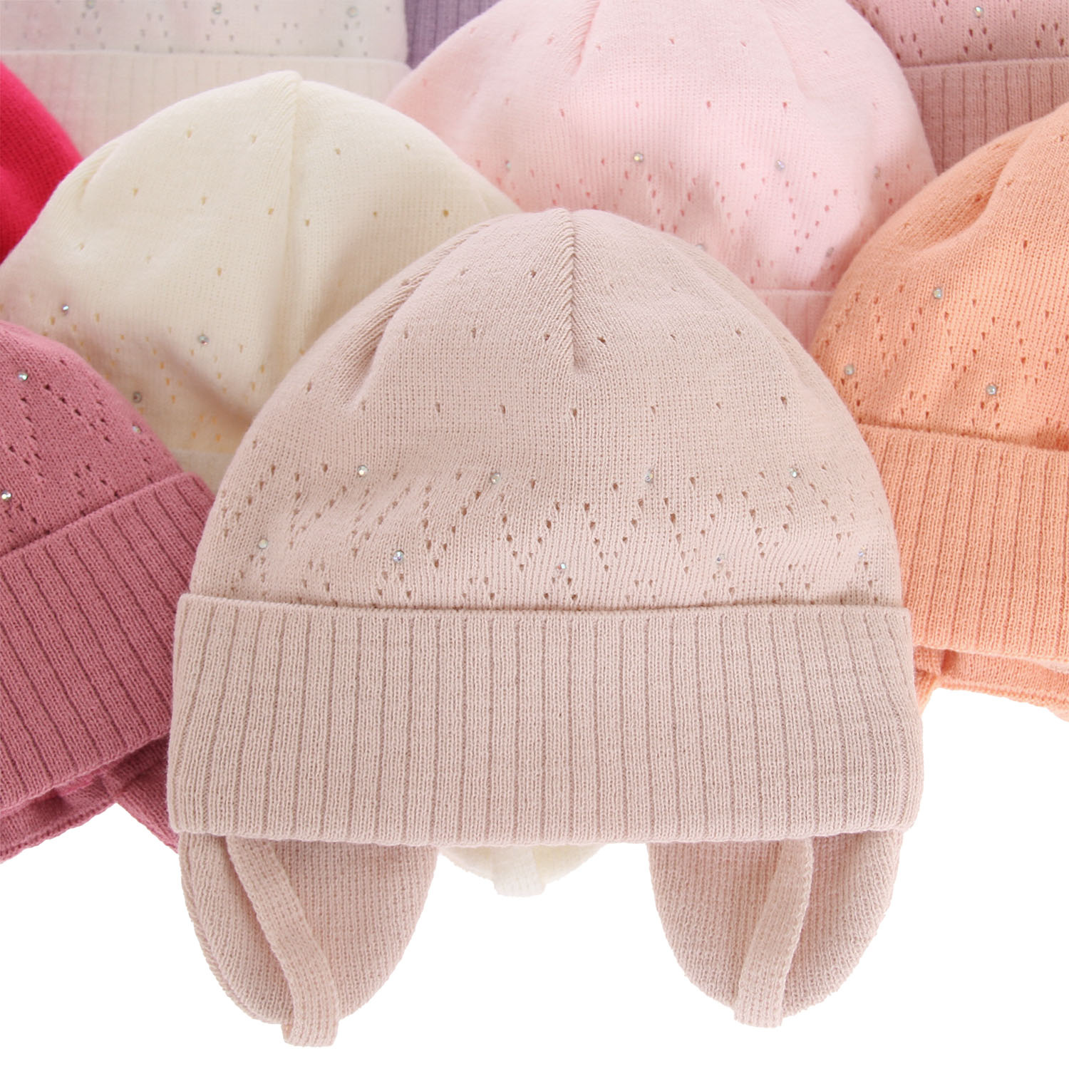 Bonnet automne/printemps fille, crème, avec liens, Apka