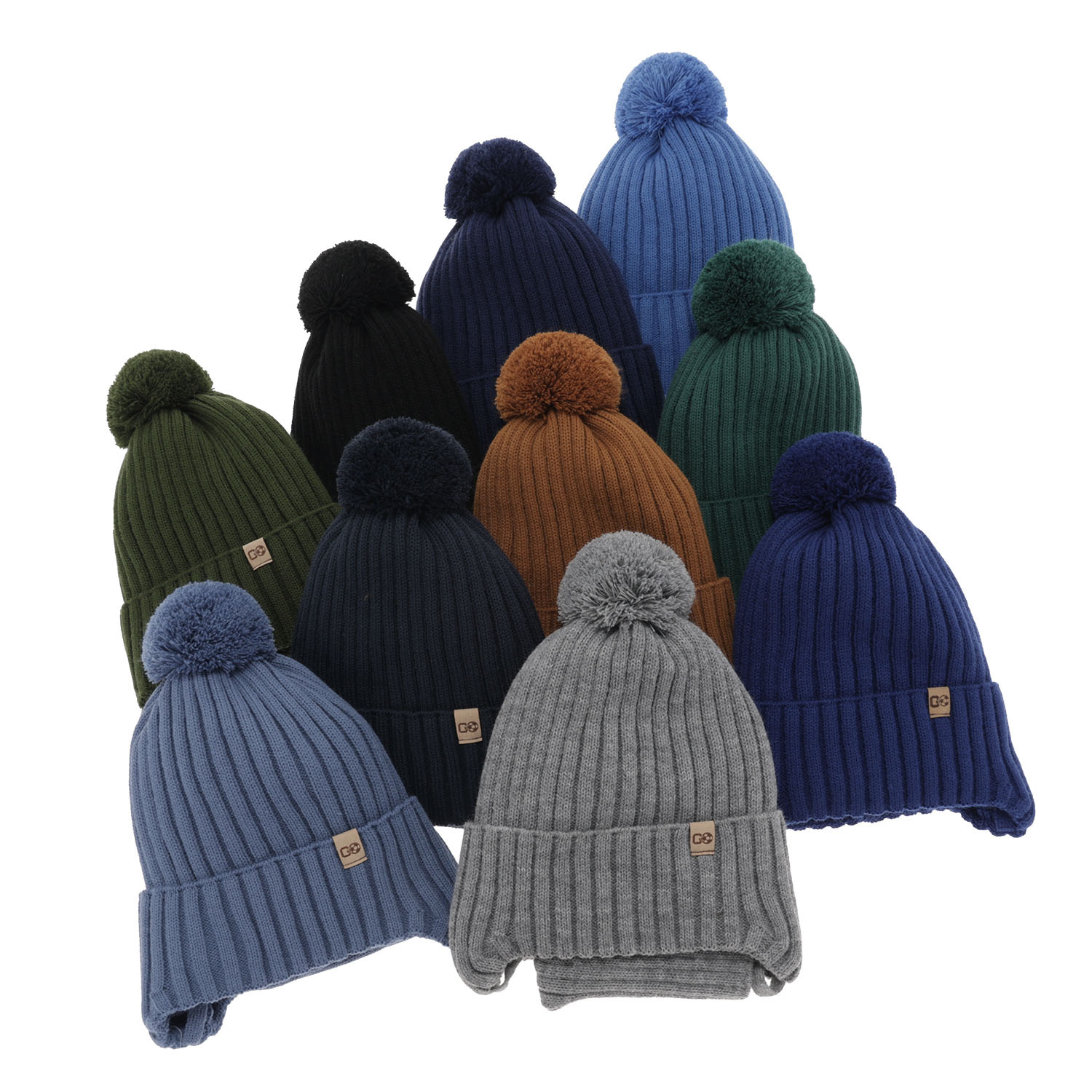 Ensemble d'hiver garçon: bonnet et snood, brun, avec pompon, Carlo