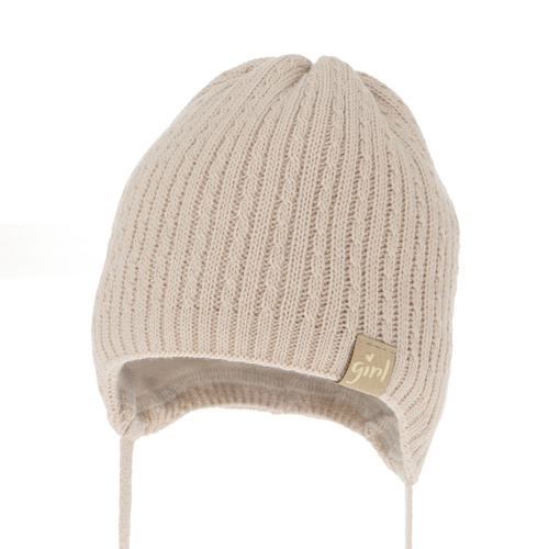 Bonnet automne/printemps fille, beige, avec liens, Cheri