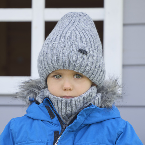 Jongens winter set muts en sjaal, zwart, Zeno