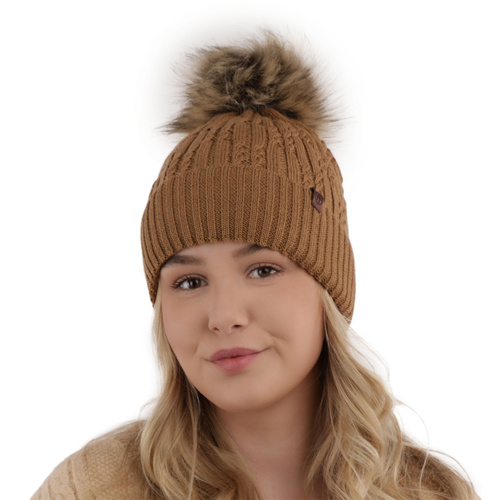 Bonnet d'hiver femme, noir, avec laine mérinos, Larida