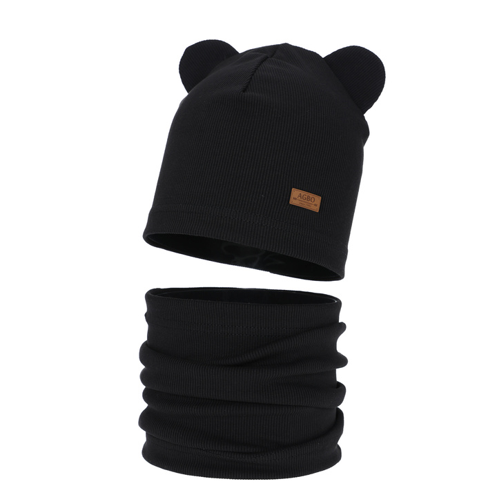 Ensemble automne/printemps garçon: bonnet et snood, noir, Gregory