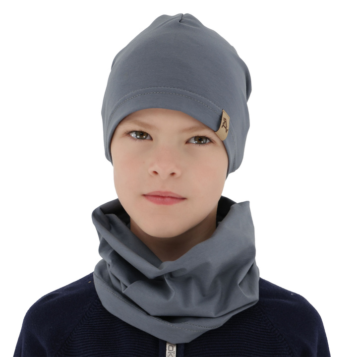 Ensemble automne/printemps garçon: bonnet et snood, gris, Griffin