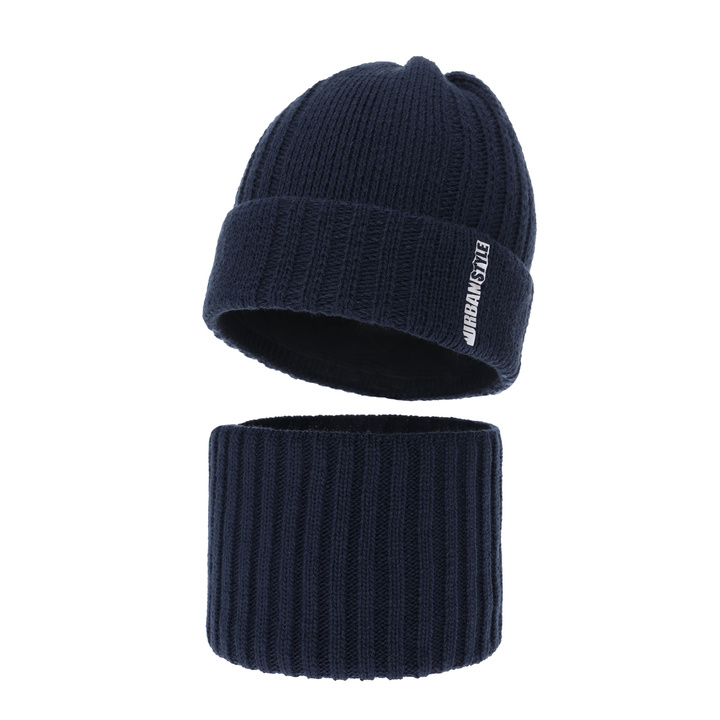 Ensemble d'hiver garçon: bonnet et snood, bleu marine, Balaton