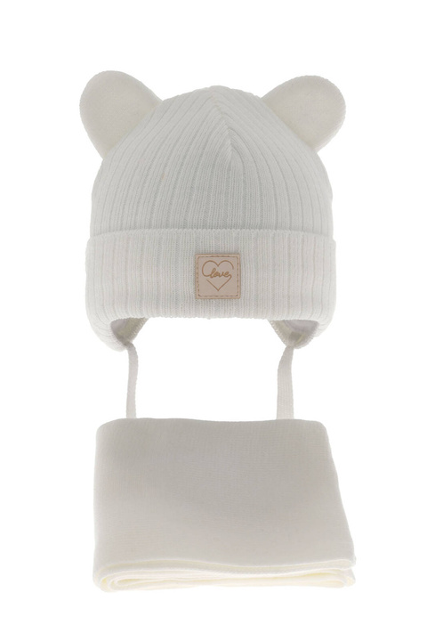 Ensemble d'hiver fille: bonnet et écharpe, blanc, Antola