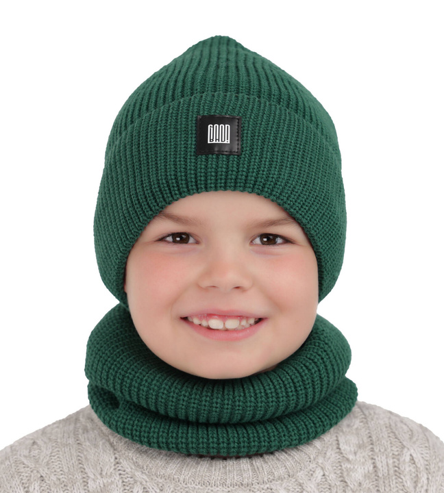 Ensemble d'hiver garçon: bonnet et snood, vert, Amadeo