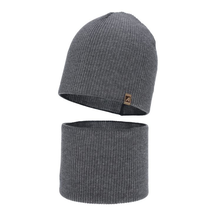 Jongens herfst/lente set: muts en buissjaal, met katoen, grijs, Lucer
