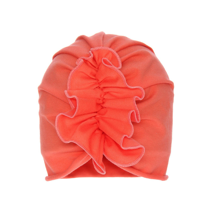 Meisjes herfst/lente muts, Koraal, Met decoratieve plooien, Werka