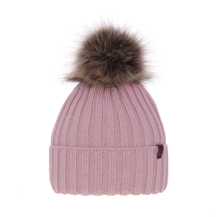 Dames wintermuts, roze, met merinowol, Texa