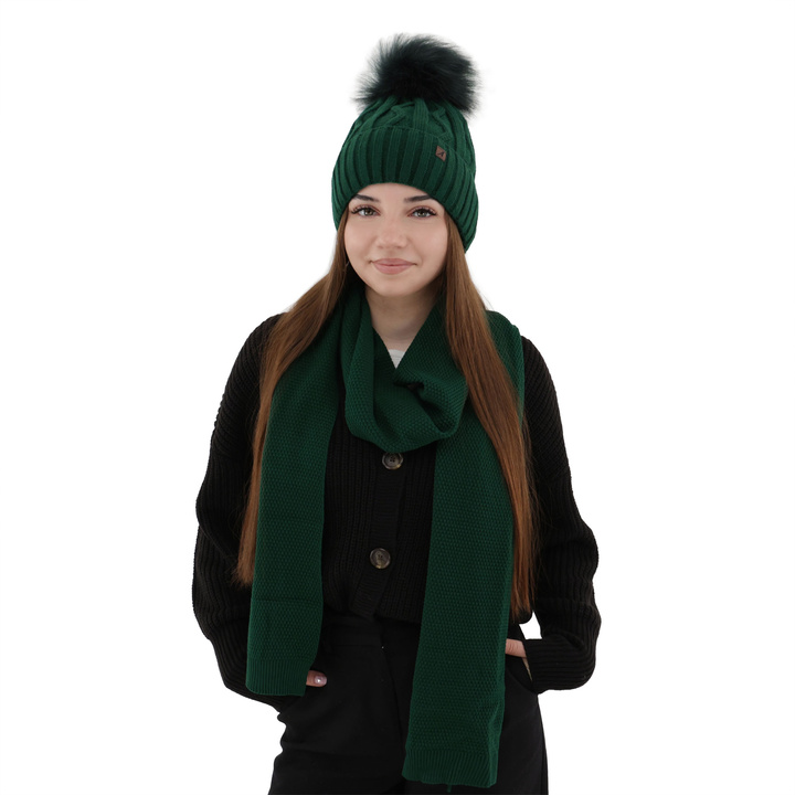 Écharpe d'hiver femme, vert, Agora