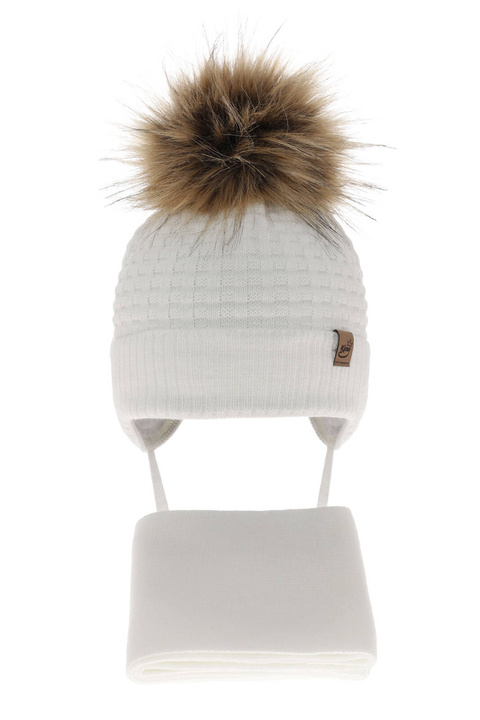 Ensemble d'hiver garçon: bonnet et écharpe, crème, Salem