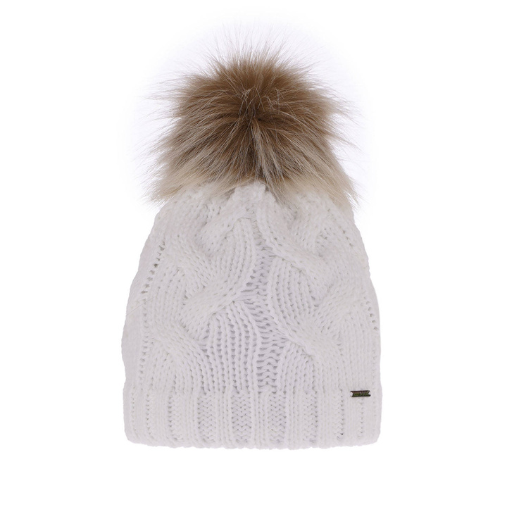 Bonnet d'hiver femme, blanc, avec pompon, Terri