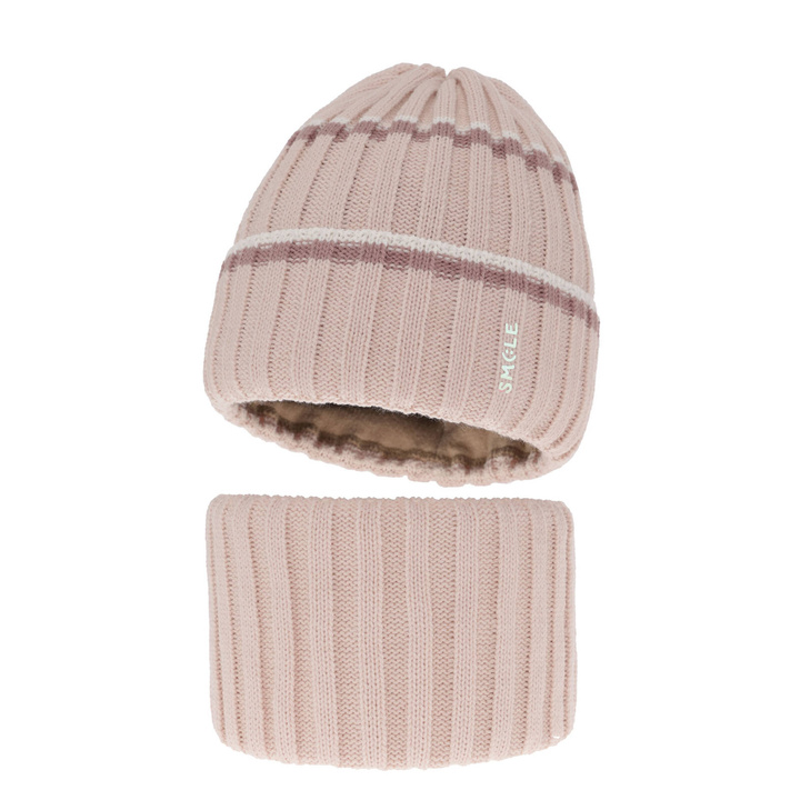 Ensemble d'hiver fille: bonnet et snood, beige, Judit