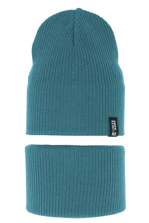 Jongens herfst/lente set muts en buissjaal, met katoen, blauw, Tunis