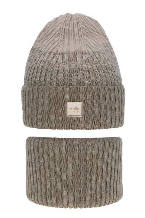 Meisjes winter set muts en buissjaal, beige, Tasha