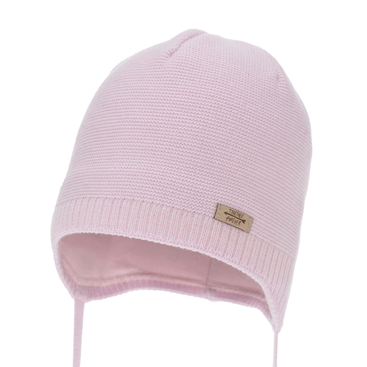 Meisjes herfst/lente muts, lila, met bindkoorden, Svenja