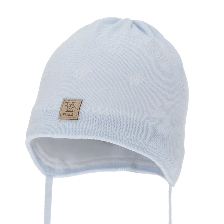 Jongens herfst/lente muts, blauw, met bindkoorden, Slate