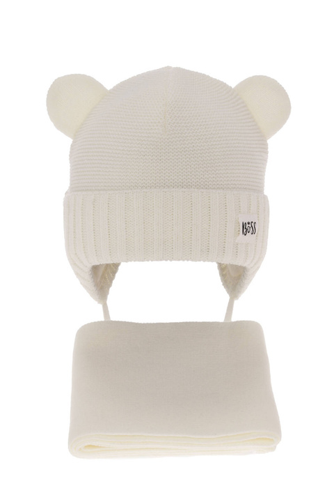 Ensemble d'hiver garçon: bonnet et écharpe, crème, Luciano