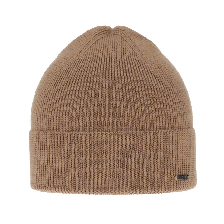 Bonnet d'hiver homme, camel, Avec laine mérinos, Memfis