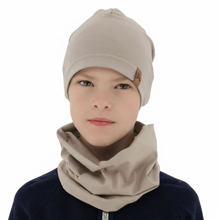 Ensemble automne/printemps garçon: bonnet et snood, beige, Griffin