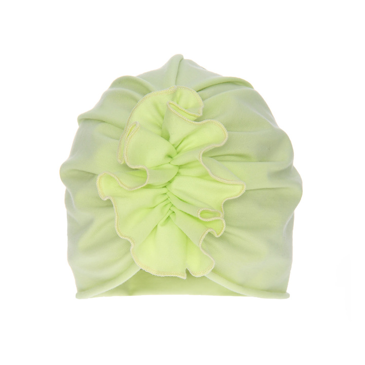 Meisjes herfst/lente muts, limoen, met decoratieve plooien, Werka