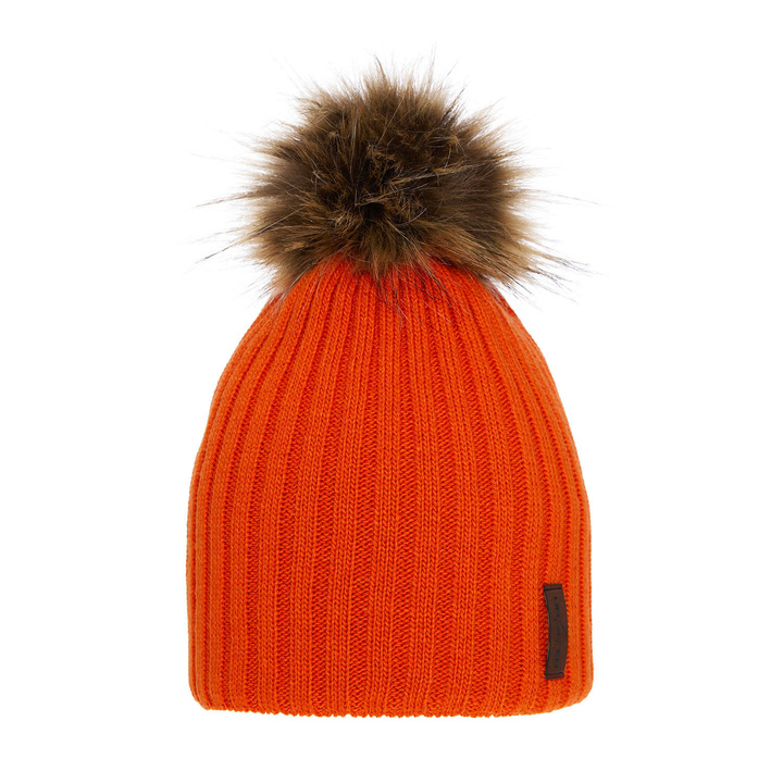 Jongens wintermuts, oranje, met garen pompon, Amur