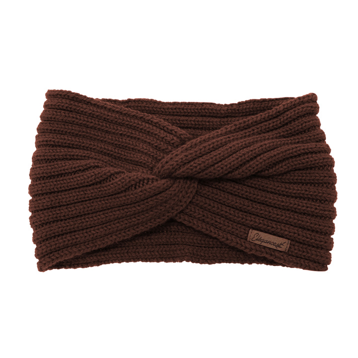 Dames winter hoofdband, bruin, 100% Merino Wol, Veka
