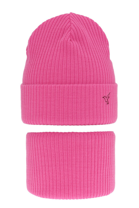 Ensemble d'hiver fille: bonnet et snood, rose, Rosetta