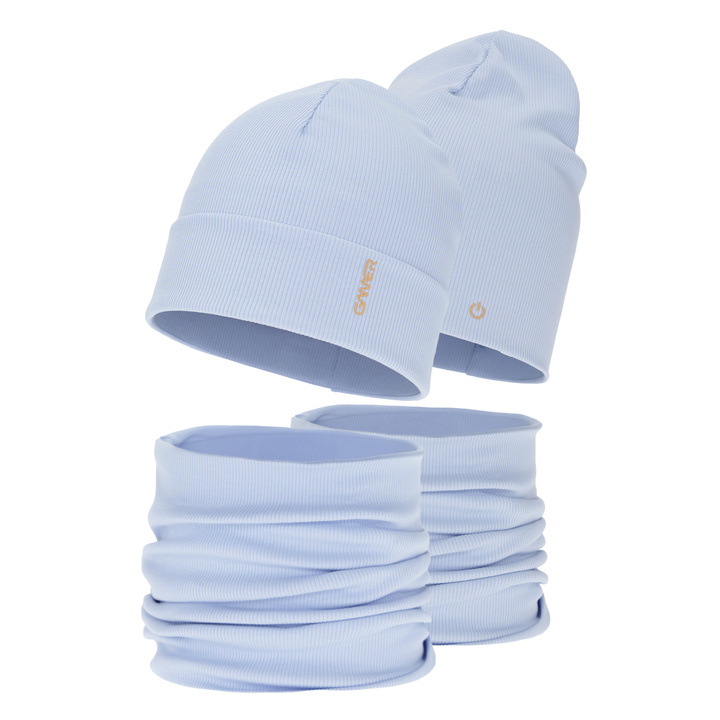 Jongens herfst/lente set (muts en buissjaal), katoen, blauw, Desider