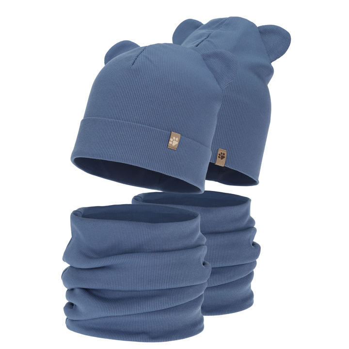 Jongens herfst/lente set (muts en buissjaal), blauw, Farim