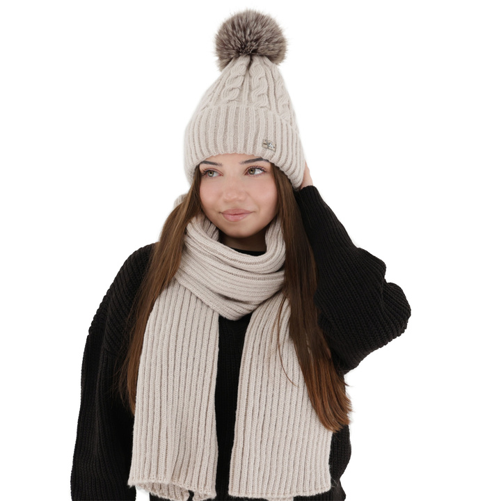 Dames winter set: muts en sjaal, beige, Lunetta