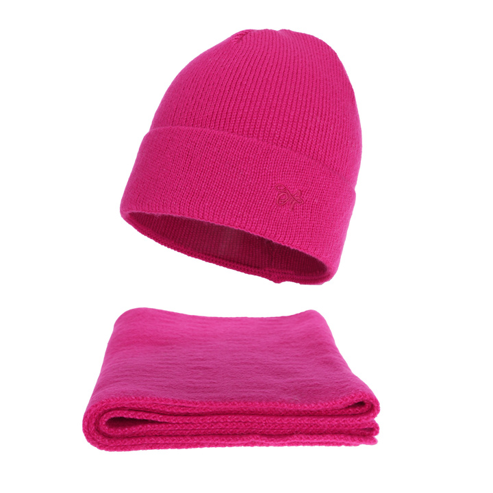 Dames winter set (muts en sjaal), roze, Rava