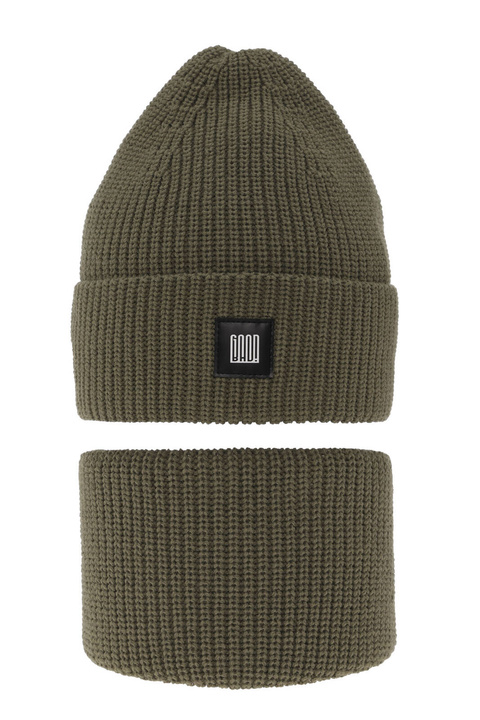 Ensemble d'hiver garçon: bonnet et snood, khaki, Amadeo