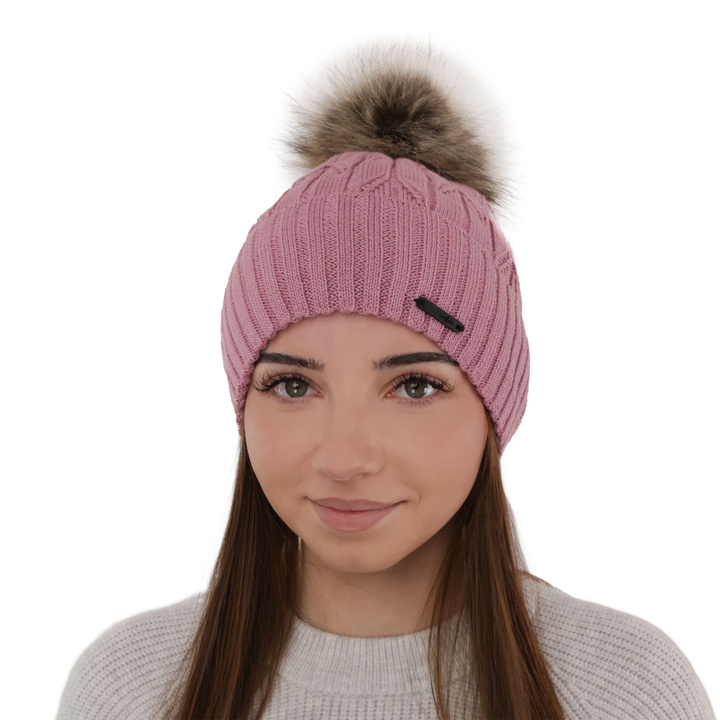 Bonnet d'hiver femme, violet, avec laine mérinos, Talaria