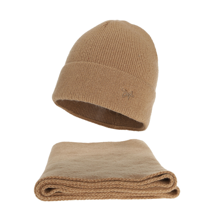 Dames winter set (muts en sjaal), camel, Rava
