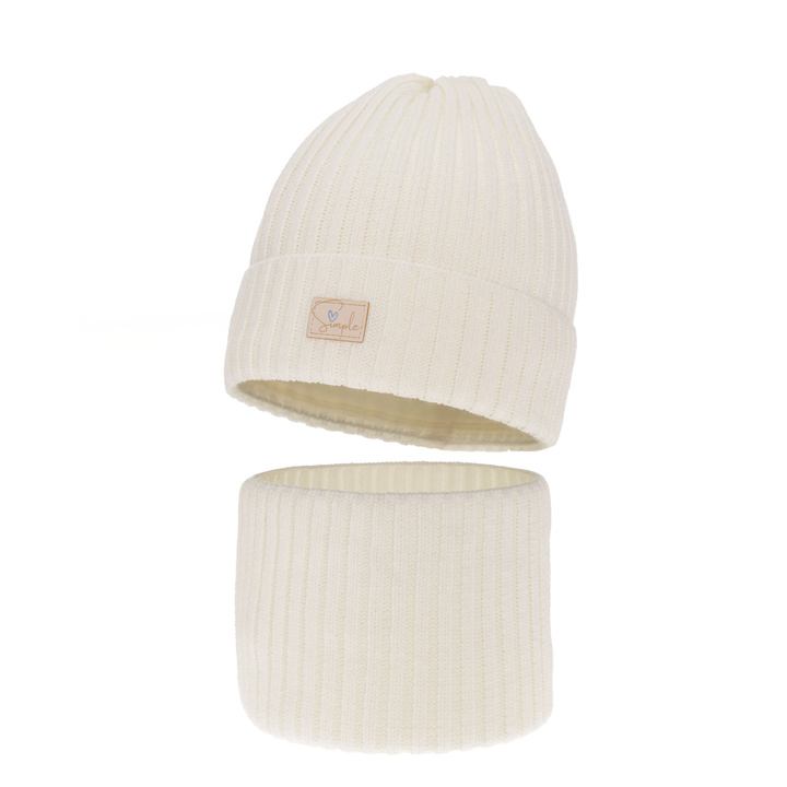 Ensemble d'hiver fille: bonnet et snood, crème, Tampa
