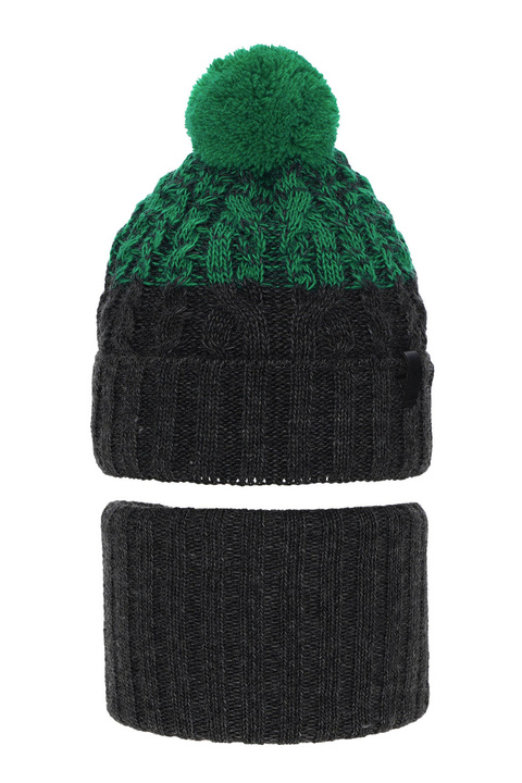 Jongens winter set, grijs, met garen pompon, Travis